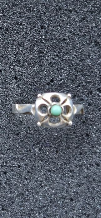 srebrny pierścionek warmet PRL plus kolczyki