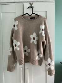 Sweter sweterek shein kwiaty stokrotki