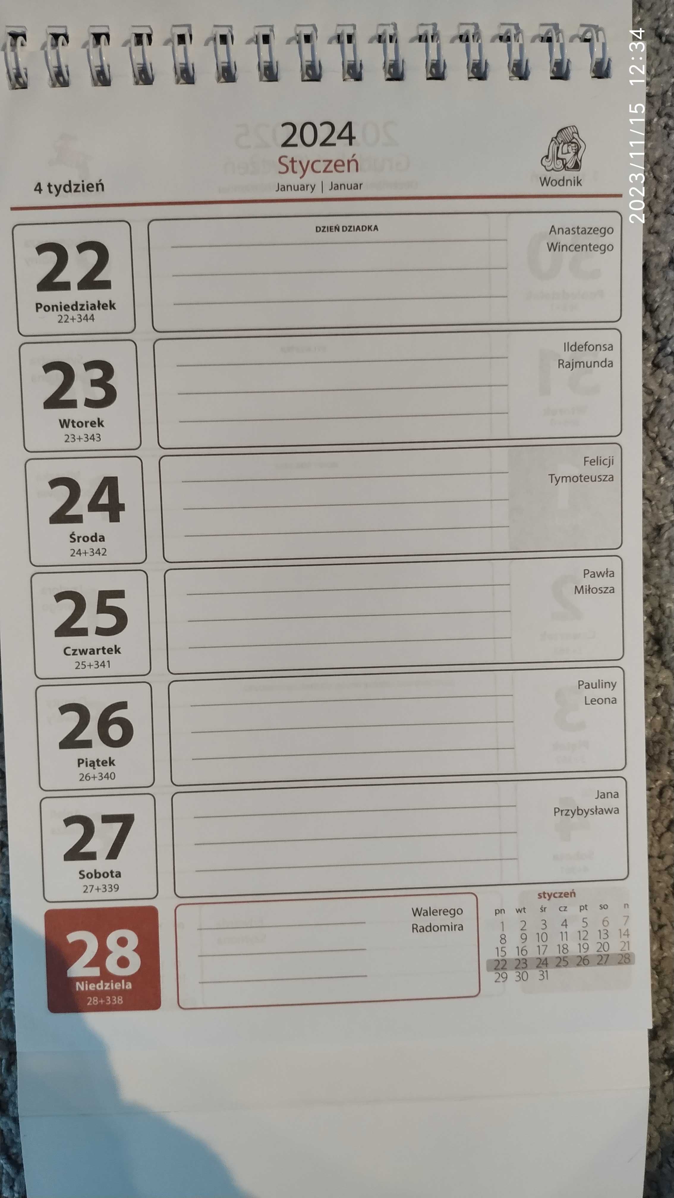 Kalendarz A5 stojący, na biurko, Artsezon