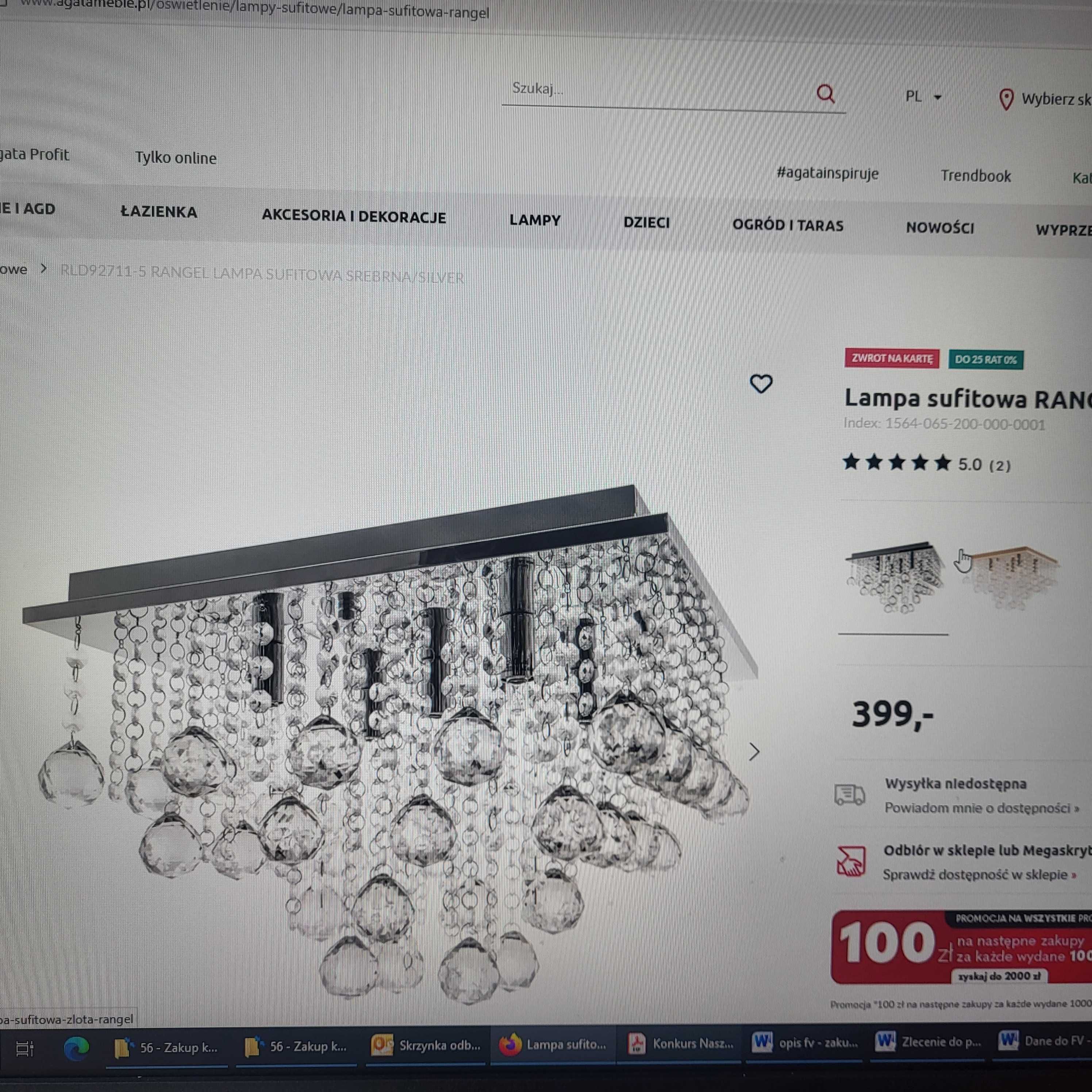 Lampy kryształy wiszące