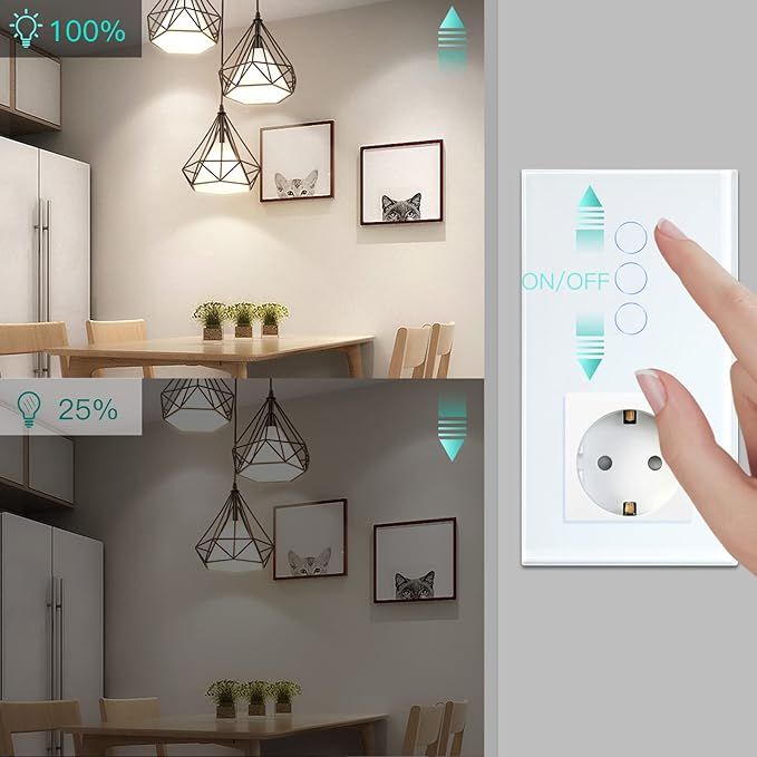 dotykowy włącznik światła ze ściemniaczem z 1 gniazdem