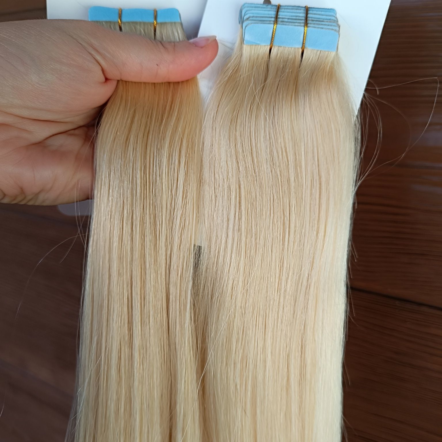 Włosy naturalne słowiańskie blond tape on on kolor 613 100gram 50-53cm