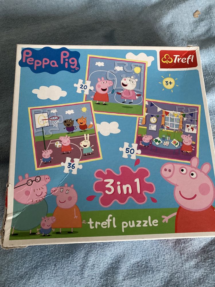 Zestaw Puzzle Świnka Peppa 3w1 dla dzieci 3+