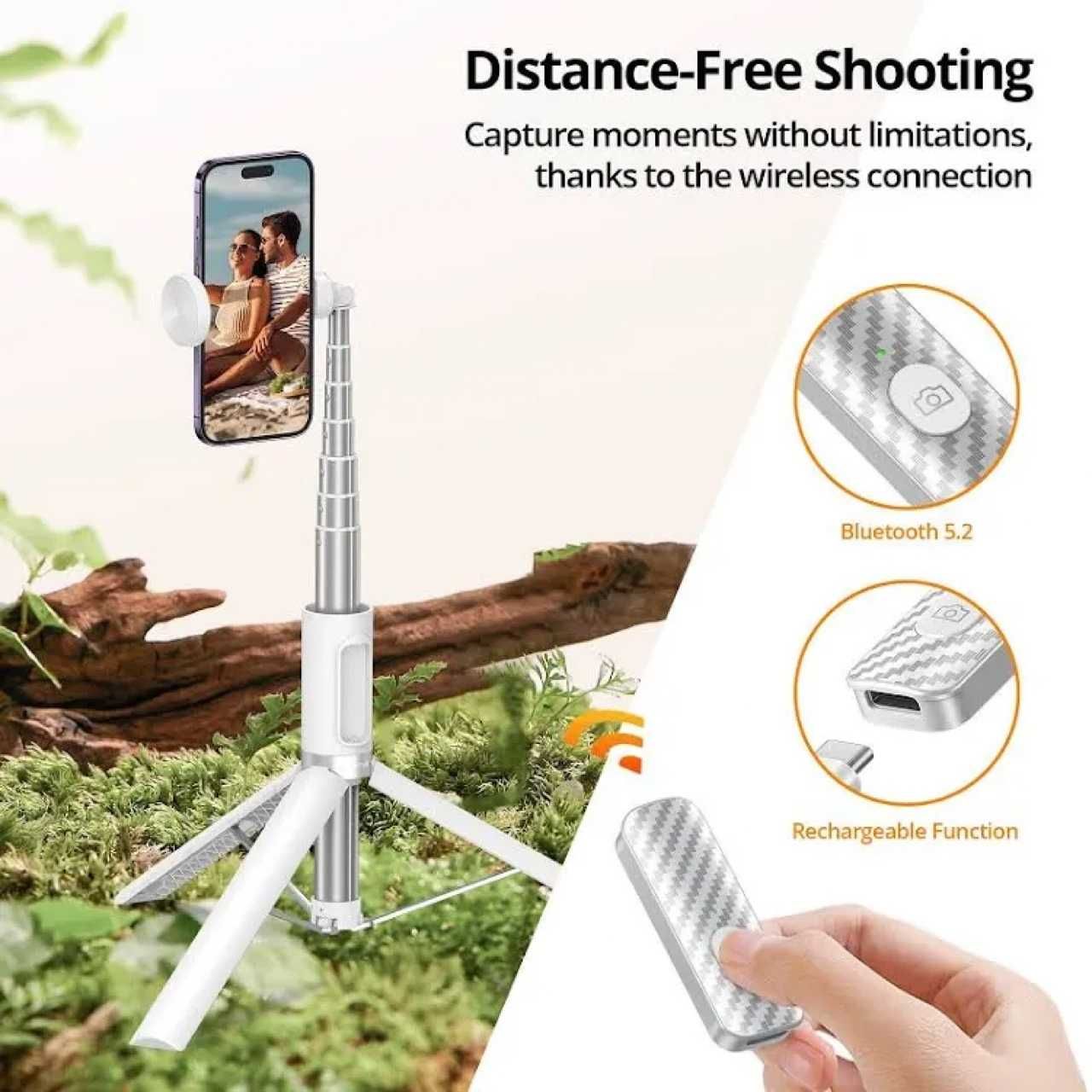 ATUMTEK 3-w-1 SELFIE STICK & STATYW Bluetooth 140 cm z Pilotem