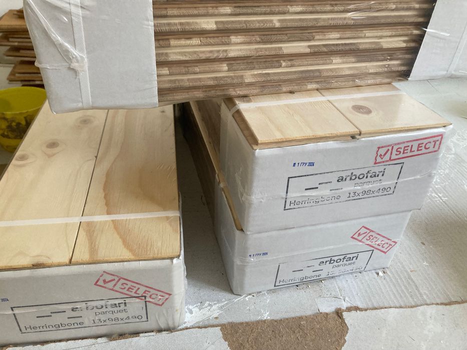 Паркетна дошка дуб 4 м2 Англійська ялинка, 13х98х490 мм, Oak