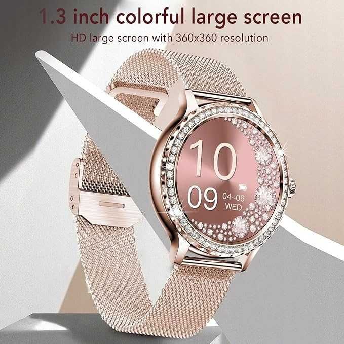 SmartWatch BCCloud NX19 GOLD inteligentny zegarek dla kobiet, dwie opa