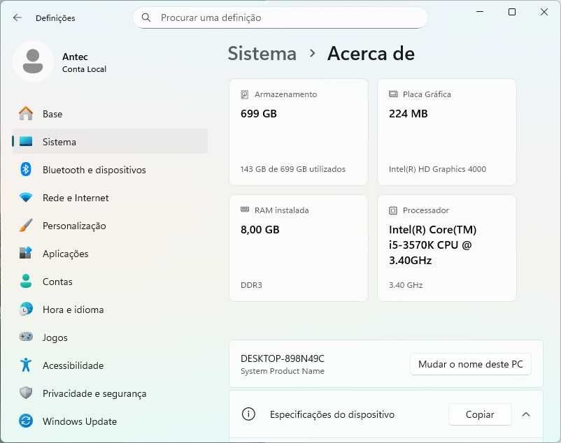 Computador Intel I5