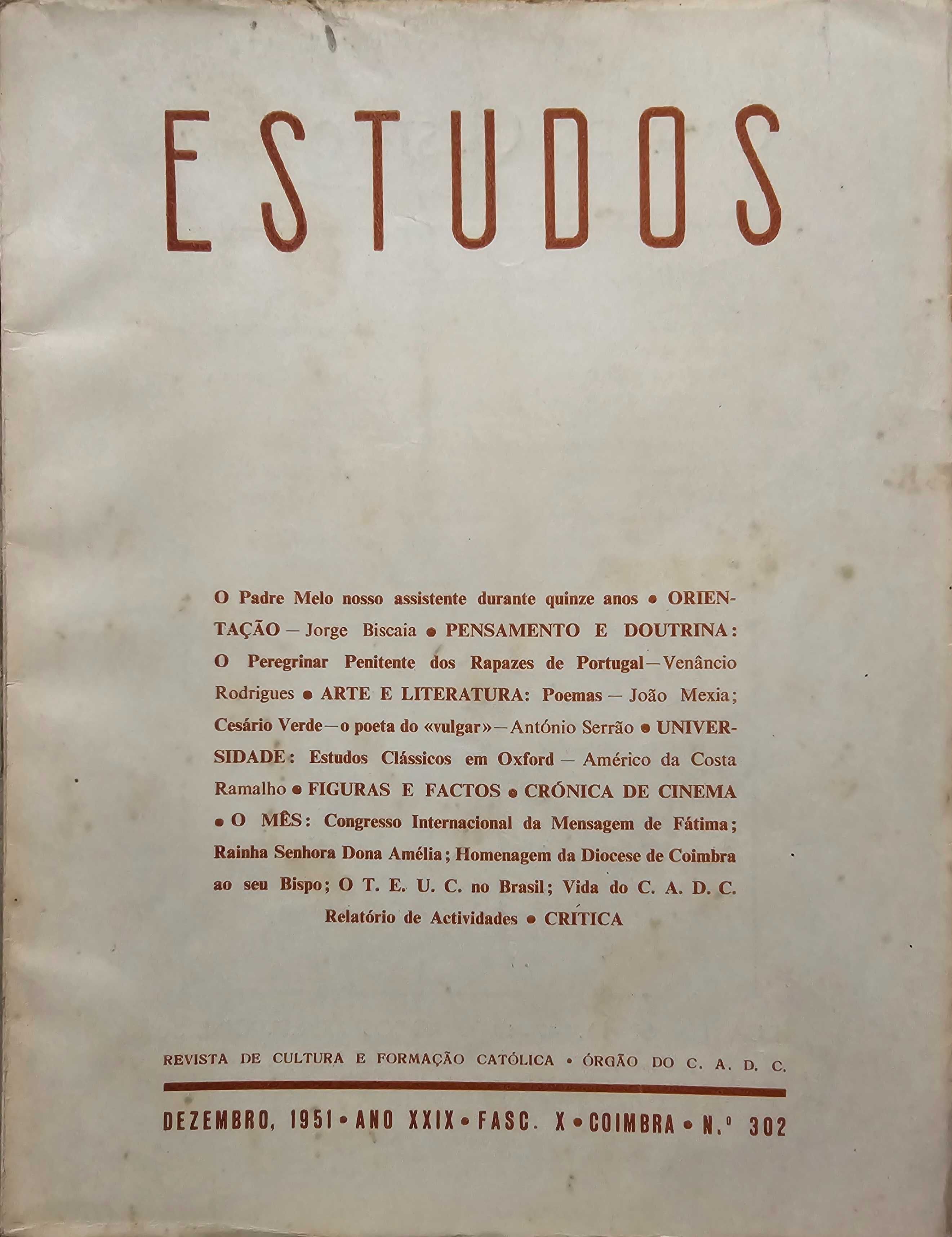 Estudos - Revista de Cultura e Formação Católica 1950, 1951 e 1952