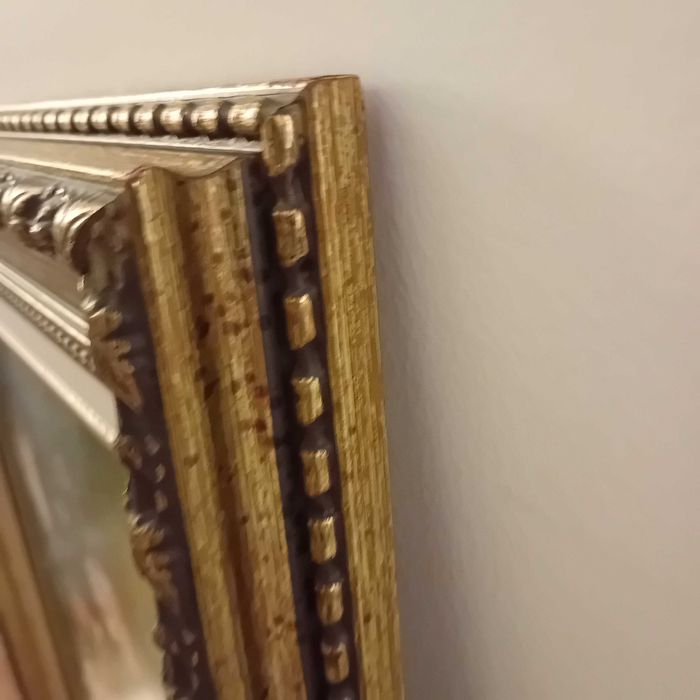 Quadro com pintura a óleo com natureza-morta de flores em esmalte