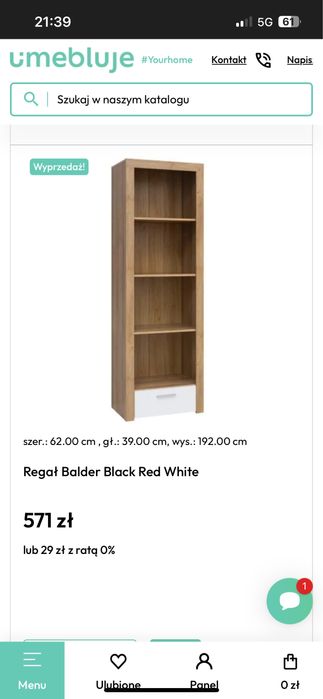 Regał Balder Black Red White Dwie Szafy