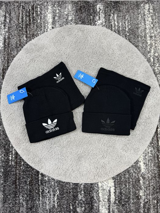 Спортивні комплекти шапка + баф на флісі Адідас