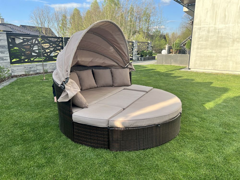 Merxx Riva wyspa relaksacyjna, Ø 180 cm, brązowa plecionka rattan