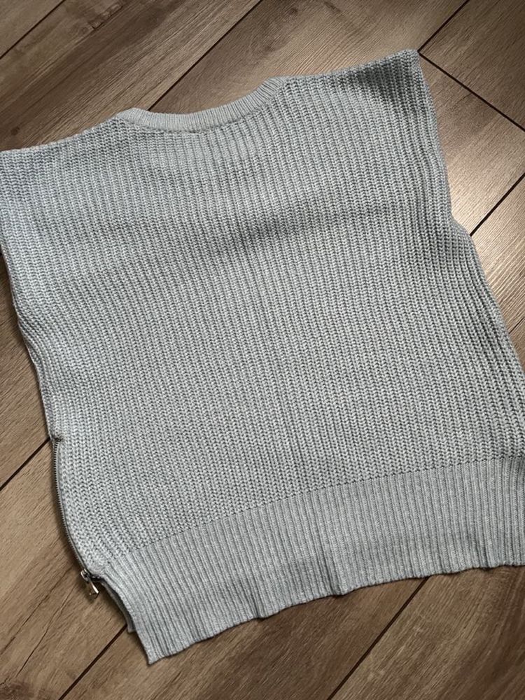 Sweter jasnoniebieski gruby prążki suwaki na boku 36 S tally weijl