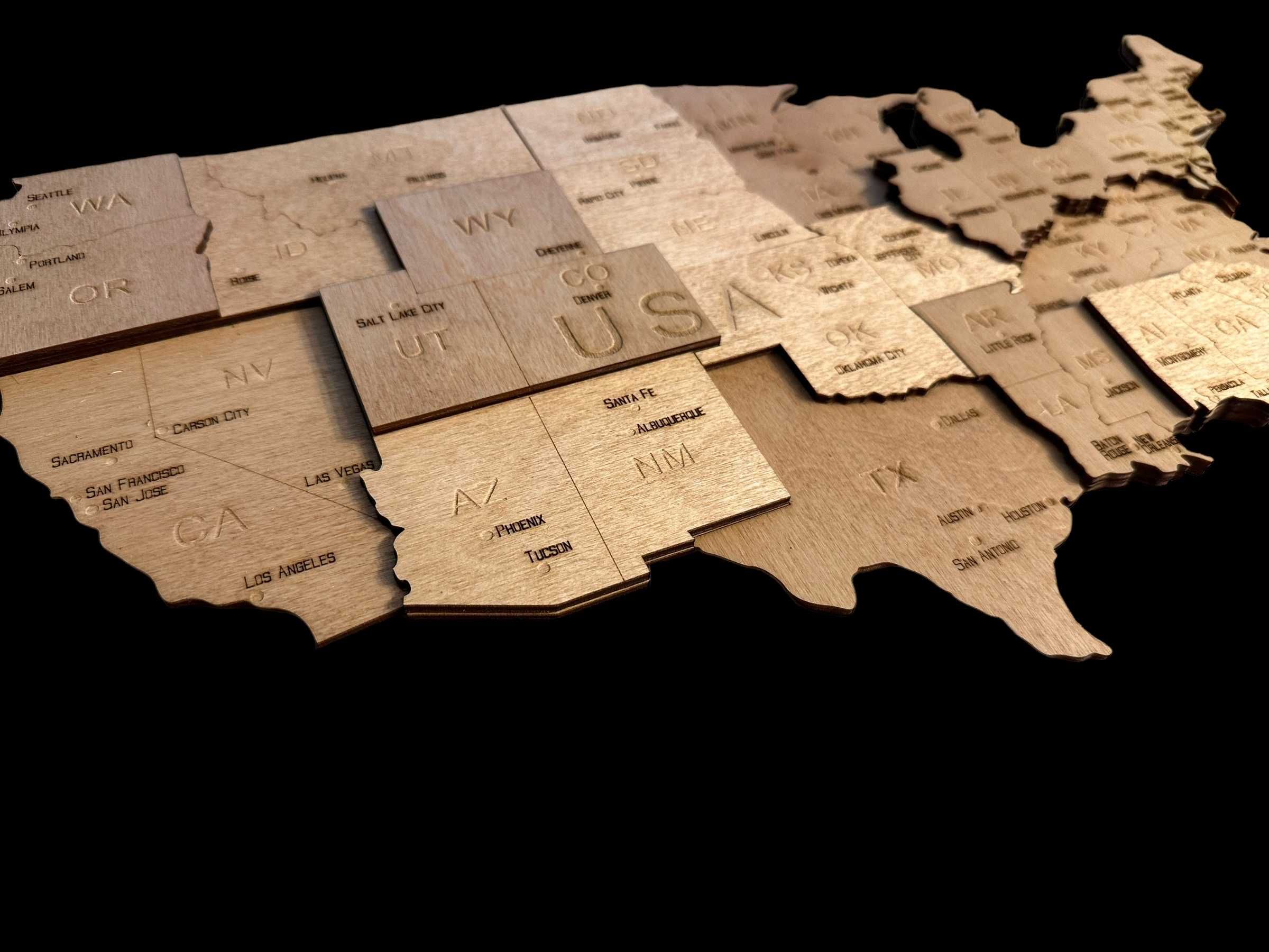 Mapa 3D drewniana USA-Winchester 158cm Stany Zjednoczone, U.S.A.