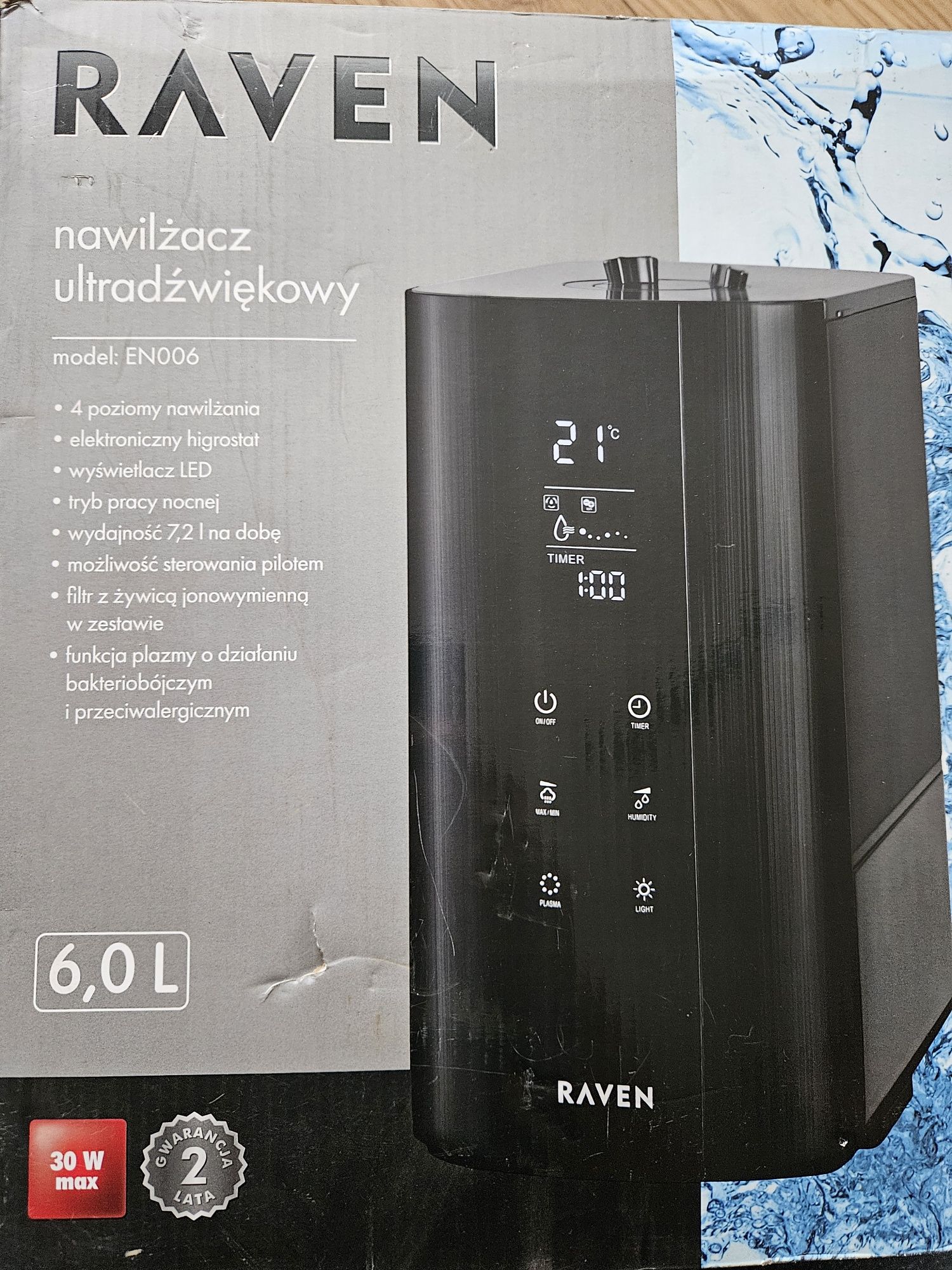 Ultradźwiękowy nawilżacz powietrza Raven EN006 6l 20m2