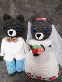 Misie ślubne młoda para dekoracja ślubna prezent handmade