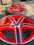 Felgi 5x112 Borbet 17 Czerwone 17' Seat Audi VW Skoda + opony letnie