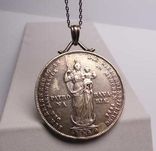 Srebrna zawieszka z monetą 2 Guldeny 1855r. Bawaria VINTAGE