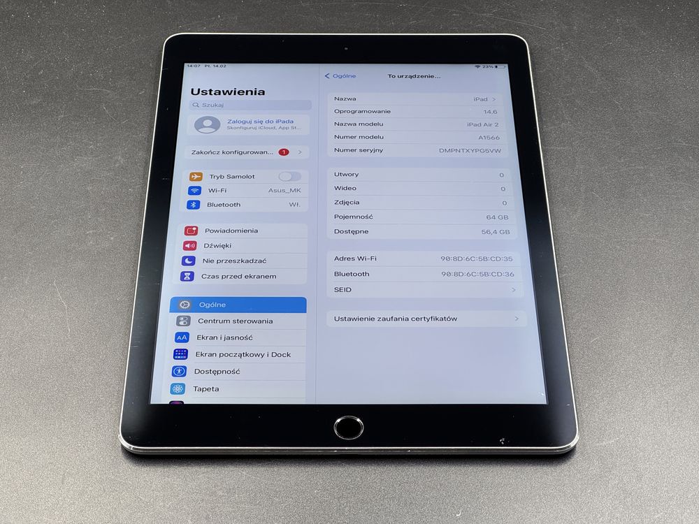 iPad Air 2 (A1566) - 64GB - faktura VAT 23%