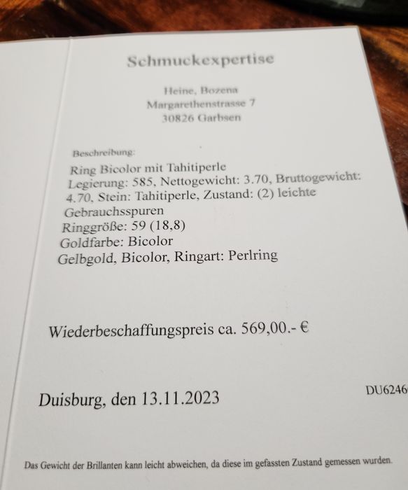 Komplet biżuterii 585 z perlą Tahiti.