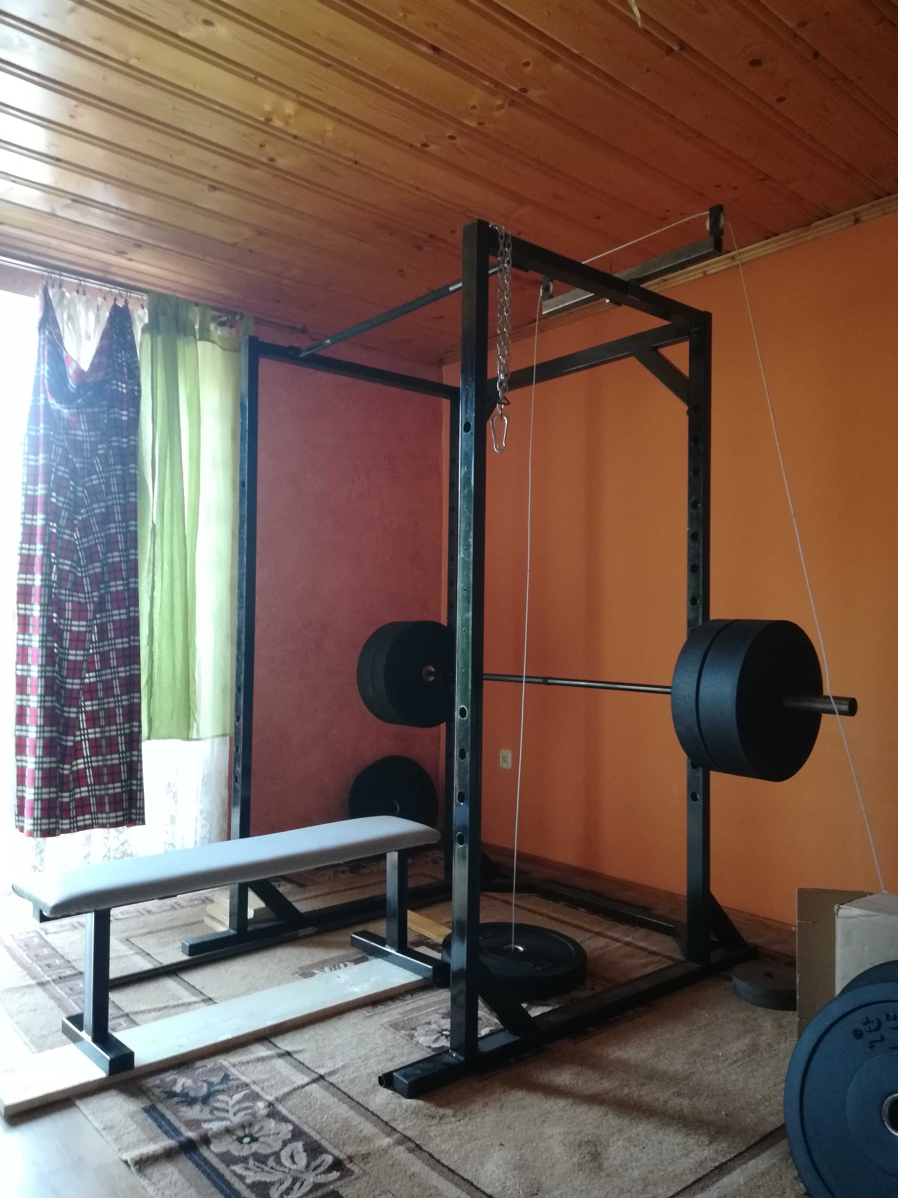 Power rack/klatka,sztanga, ławeczka,wyciąg górny, z obciążeniem 100kg