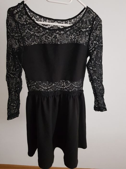 Sukienka koronkowa czarna sylwestrowa /S