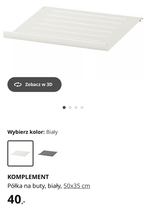 Półka na buty komplement  ikea szafa pax 50x35cm biała