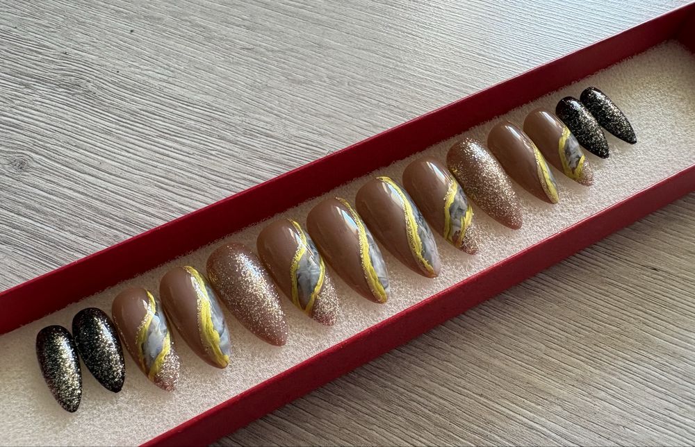 Ręcznie malowane sztuczne paznokcie, press on nails, tipsy handmade