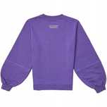 Ganni Luźna Bluza Crewneck Damska z Bufiastymi Rękawami Logowana r. S
