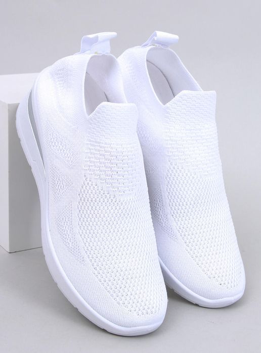 Sneakersy Na Koturnie Skarpetkowe Bayol White