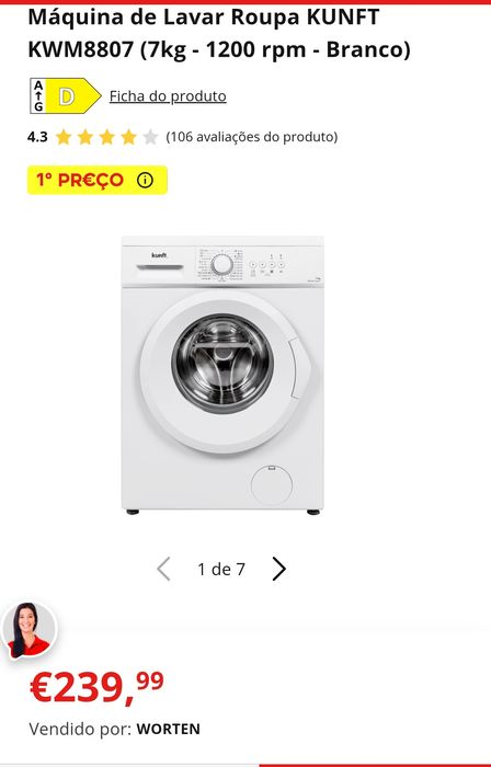 Maquina de Lavar Kunft 7kg Como Nova