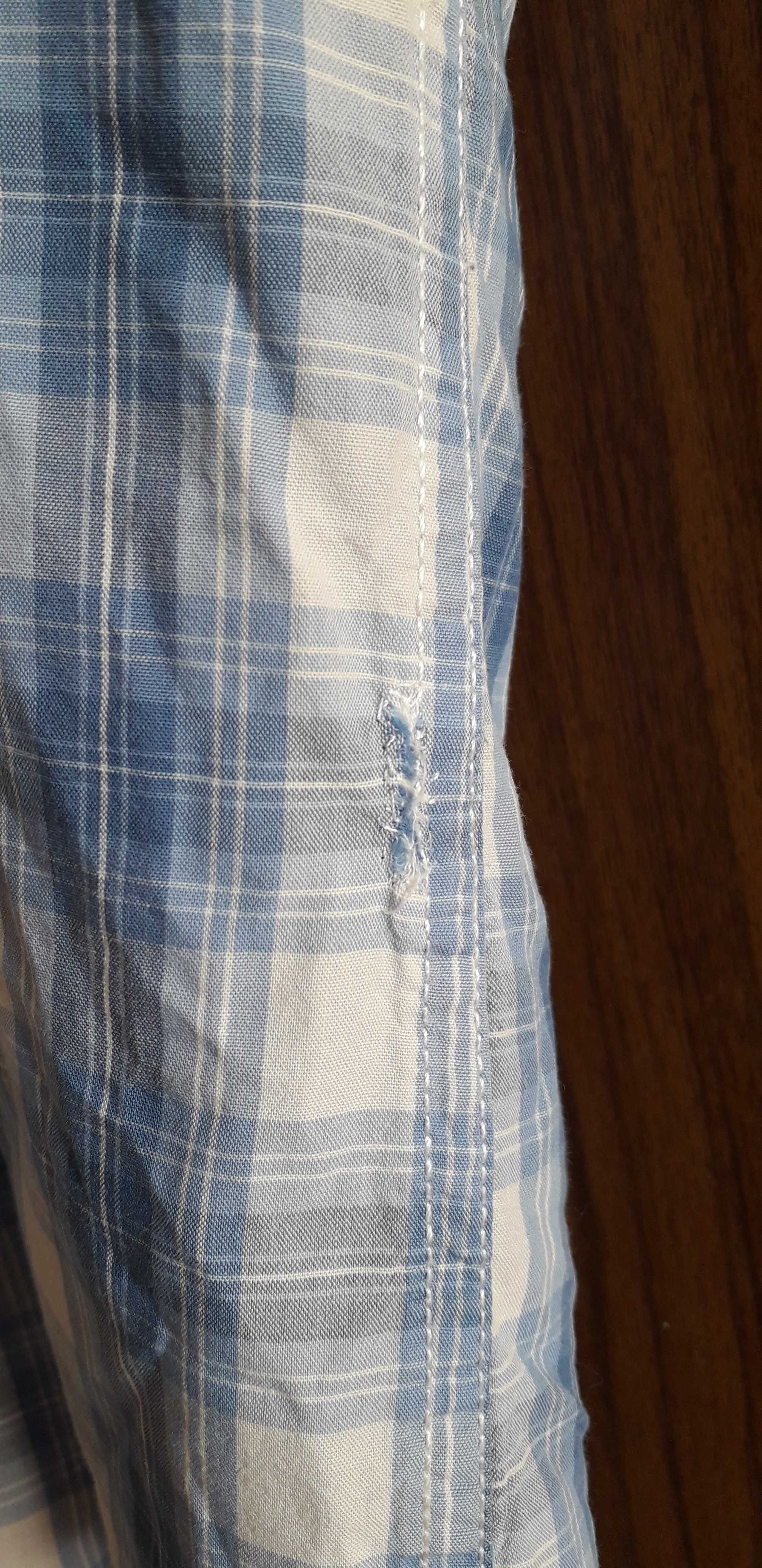 Niebiesko biała męska koszula w kratę Logg H&M Rozmiar L