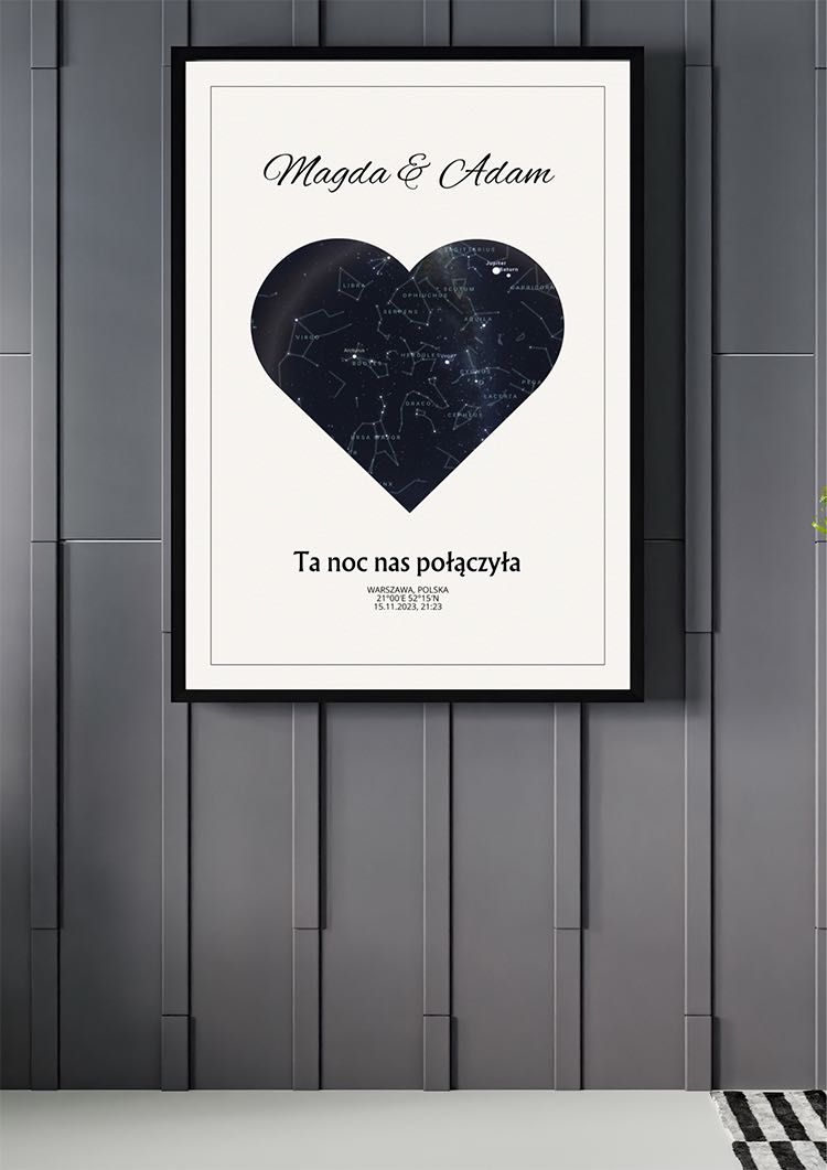 Personalizowany Plakat z Mapą Gwiazd w Ramie 40x50