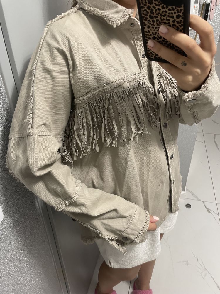 Kurtka katana boho Zara z frędzelkami