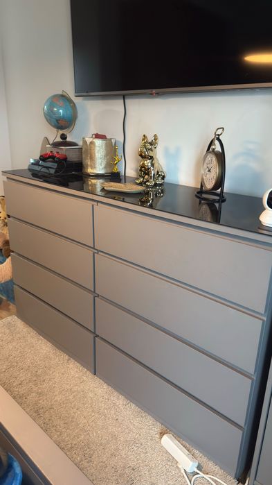 Conjunto cama/ secretária/ móvel alto/ cômoda 8gavetas