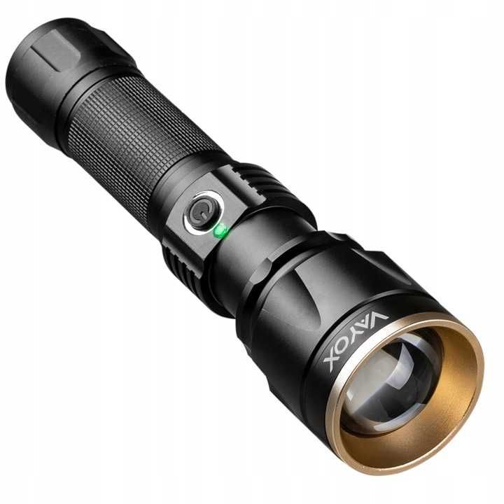 ZESTAW Latarka LED taktyczna MOCNA aluminiowa ZOOM przybliżenie 1200lm