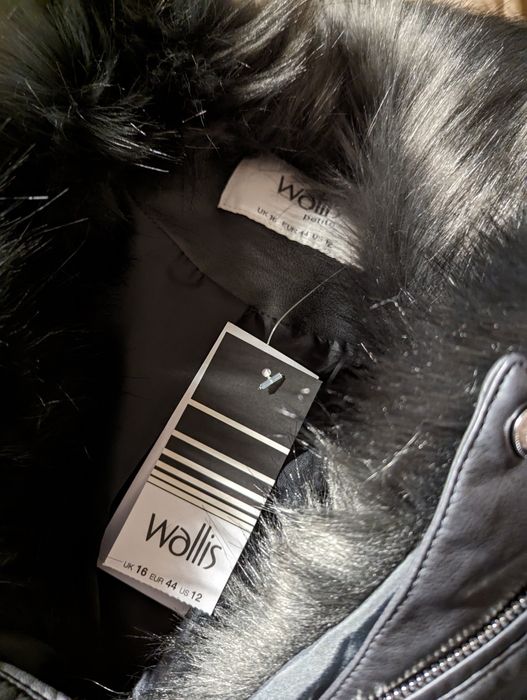 Nowa grafitowa ramoneska z odpinanym kołnierzem futerkowym Wallis XXL