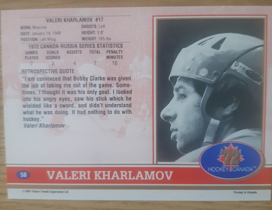 Хоккей карты Канада СССР 1972