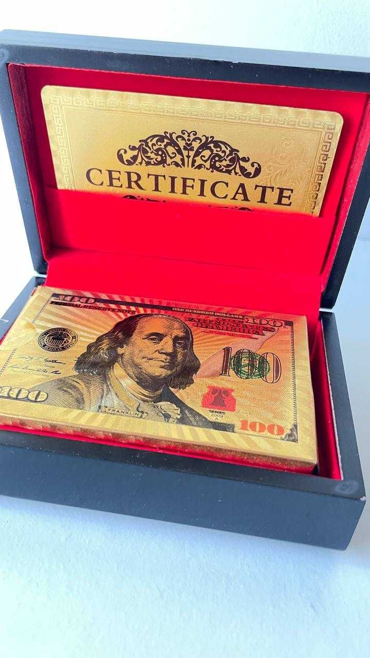 Baralho de Cartas de Dólar em caixa de presente de madeira