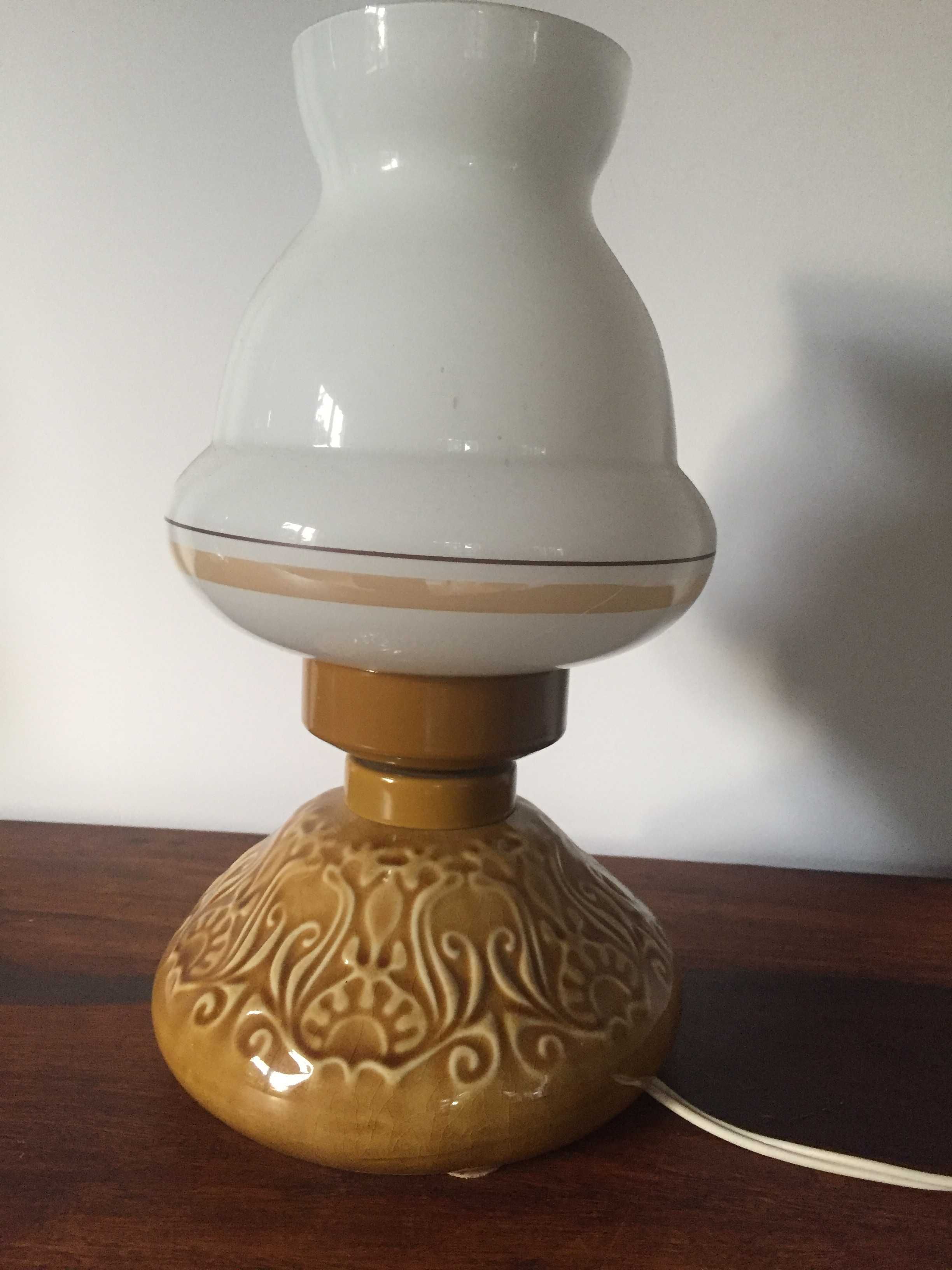 Lampa, lampka , porcelit ,  oryginalny klosz, Mirostowice