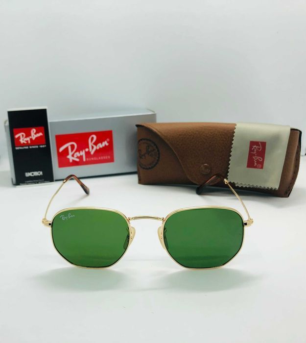 Солнцезащитные очки Ray Ban Hexagonal 3548N Green 54мм стекло (mix)