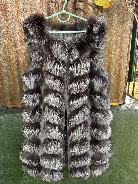 Меховая жилетка писец желетка песец безрукавка шубка песец жилет