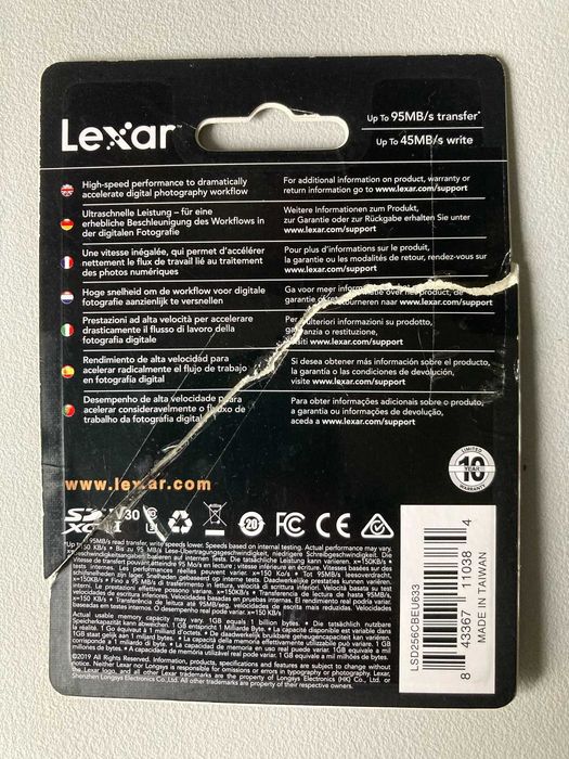 Cartão de Memória Lexar SDXC UHS-I 633x - 256GB
