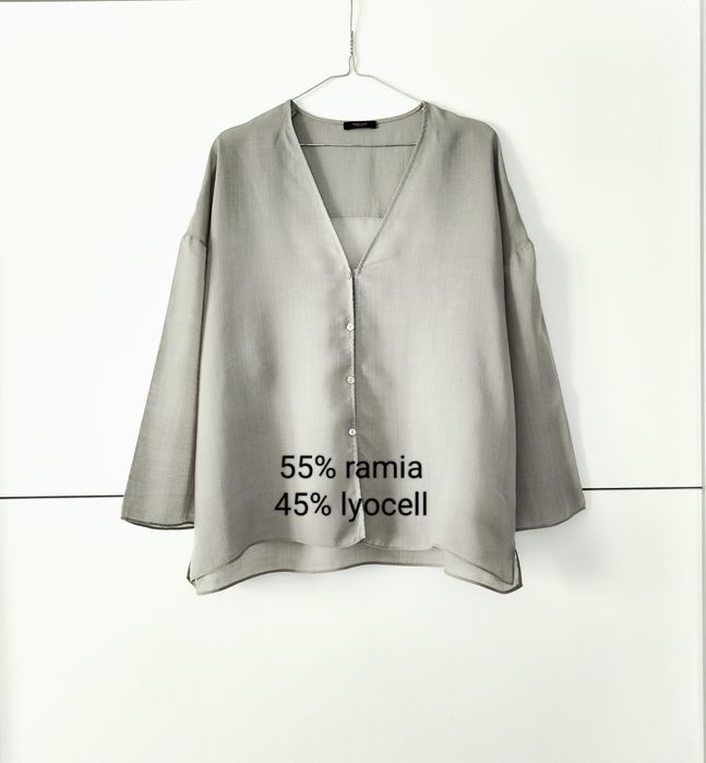 Koszula Massimo dutti 36 S zielona szałwiowa z ramii oversize