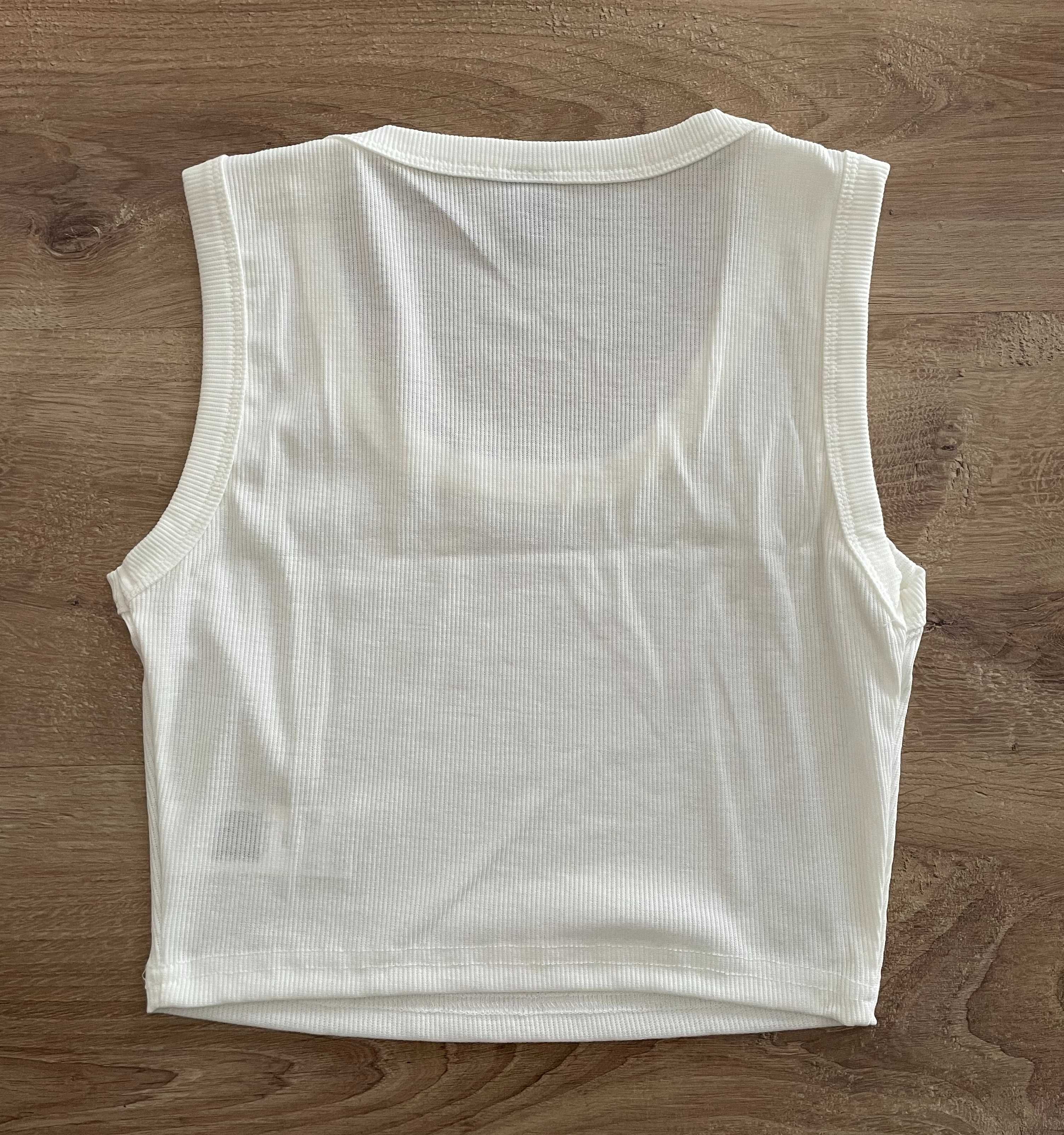 Czarna prążkowana spódnica spódniczka z rozcięciem biały crop top XS