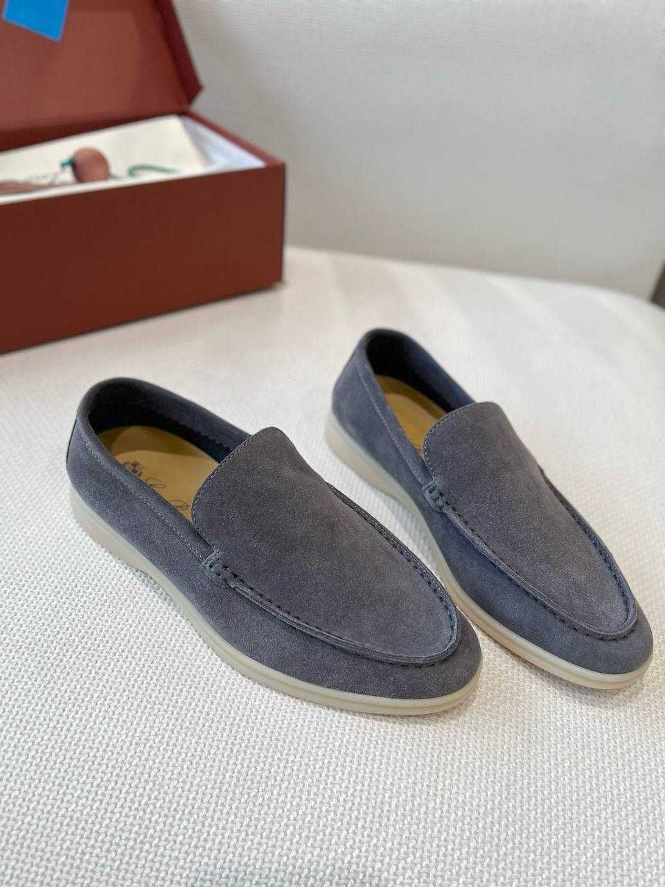 Мужские серые лоферы Loro Piana Summer Walk чоловічі лофери Лоро Піана