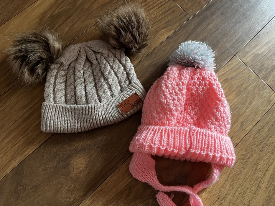 Dwie zimowe cieple czapki 2-3 latka