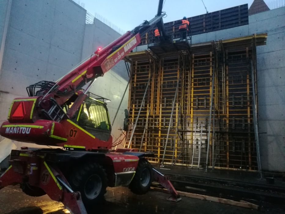 Wynajem Manitou ładowarki teleskopowe śląsk opolskie. Kosz, wyciągarka
