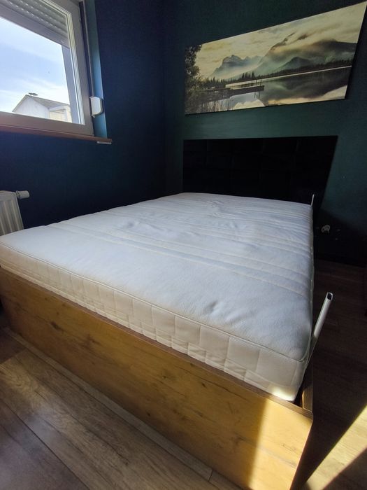Łóżko z pojemnikiem dąb lancelot + materac Ikea Fillan 140x200 cm