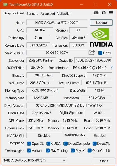 Gwarancja -  Zotac GeForce RTX 4070 Ti Gaming TRINITY